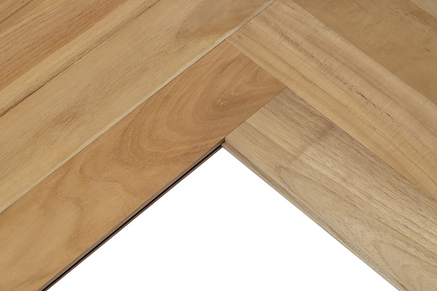 Инженерная доска Ekzofloor Тик английская елка (лево-право) без покрытия 15х90х600/900